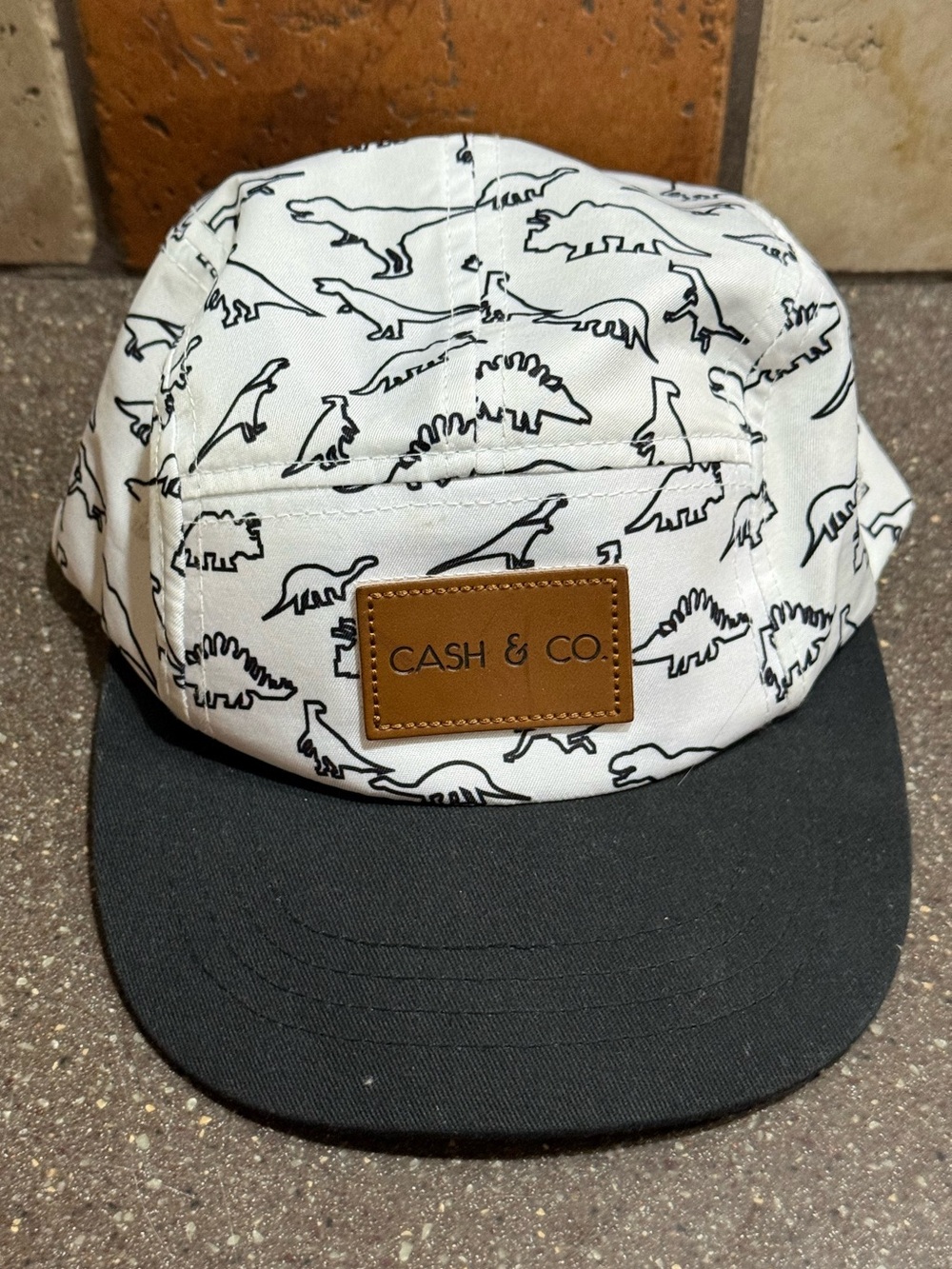Cash & Co. Kids White Dinosaur Cap with Black Brim